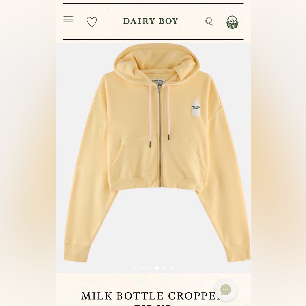Dairy Boy Yellow Milk Bottle Cropped Hoodie - Large